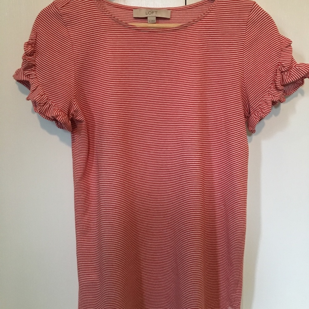 Red and white striped Loft shirt XS